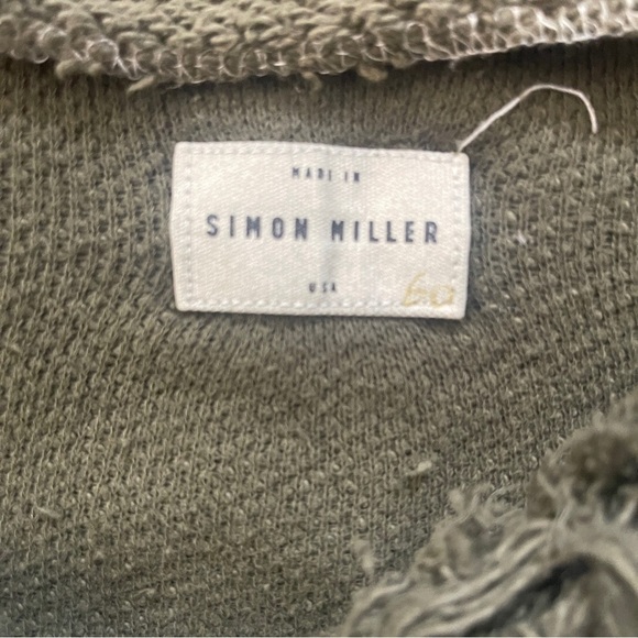 Simon Miller Army Green Terry Cloth Raw Edge Cropped Sweatshirt - Picture 4 of 9